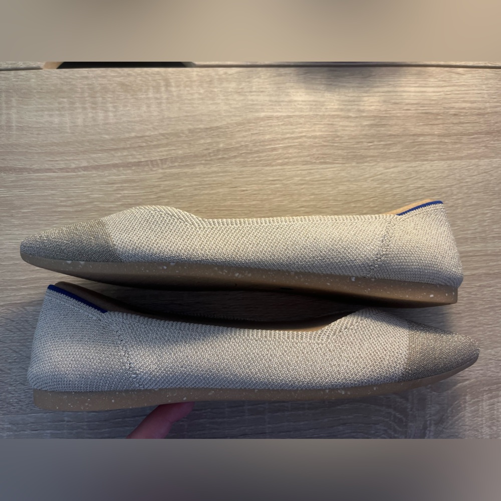 Rothy's Pointed Knit Flats in two tone Metallic Silver EUC - Picture 2 of 9
